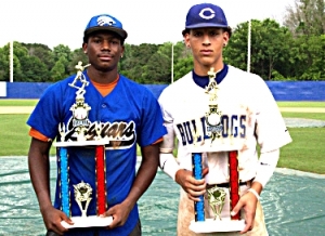The 2015 Senior All-Star Baseball Classic MVPs -- (l-r) Tekwaan Whyte, Stephenson (East) and Brent Burgess, Chamblee (West). Who will step up this year?