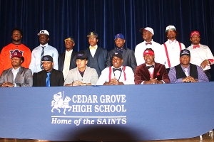 The Cedar Grove Saints led the DCSD football signing class with 13 on National Signing Day 2016.  (Photo by Mark Brock)