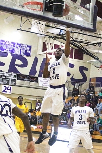 Miller Grove's season assist leader Aaron Augustin (1) takes his No. 1 ranked Wolverines to Columbus State on Friday for a Top 10 tussle with South Paulding at 4:45 pm. (Photo by Mark Brock) 