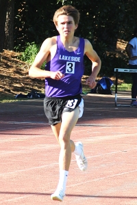 Lakeside's Andrew Kent doubled up on gold medals with wins in the 1600 and 3200 meter runs. (Photo by Mark Brock)
