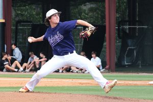 Lakeside's Cole Chisholm allowed just 6 hits and two runs in a tough 2-1 loss for the Vikings in Game 1 of their Class 6A state playoffs best-of-three series with Lambert. (Photo by Mark Brock)