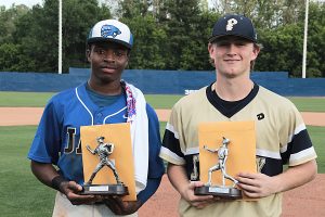 The 2016 DCSD 8th Annual Junior All-Star Baseball Classic MVPS -- (l-r) Chrestian Adams (Stephenson and Kennet Sorenson (St. Pius)