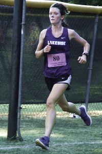 Lakeside's Morgan Mihalis recorded the fastest girls' time in DeKalb County this season with a 20:06.02 to lead Lakeside to victory on Tuesday. (Photo by Mark Brock)