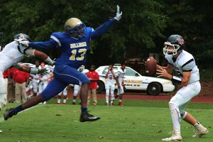 Chamblee defensive lineman Robert Murry and the Bulldog defense kept Columbia scoreless for over three quarters in the Bulldogs 13-6 victory. (File photo by Mark Brock)