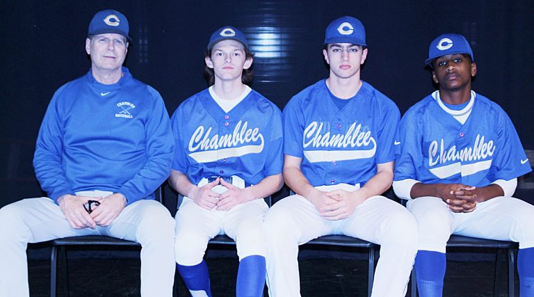 The Chamblee Bulldogs had a great week between the lines with four wins. From media day (l-r) Assistant Coach and Junior Varsity Coach Alan Loper, David Albuquerque, Matt Welsh and Travis Hammond.