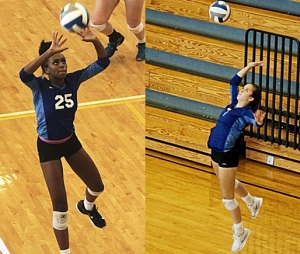 Juniors Jade Watson (25) and Becca Evans (7) were named to the GACA Junior Volleyball All-Star game this week as they lead the Lady Bulldogs against the No. 1 McIntosh Lady Chiefs on Saturday at 11:00 am. (Photos by Mark Brock)