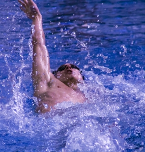 Druid Hills Liam Bell set three records and became a six-time individual champion. He used this backstroke on the way to the 200 individual medley record. (Photo by Mark Brock)