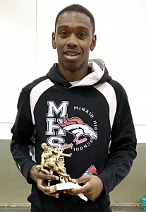 McNair's John Webb is 18-0 after sweeping to the gold medal in the 126 weight class. He was named the William S. Venable Most Outstanding Wrestler for the tournament. (Courtesy Photo)