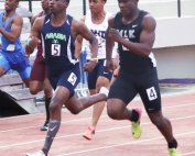 Arabia Mountain's Jordan Barrow (left) took gold in the 200m dash in Class 5A while Martin Luther King's Jhivon Wilson took a silver in the Class 6A 100m dash and a bronze in the 200m dash. (Photo by Mark Brock)