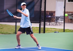Chamblee's Andrew Pietkiewicz rallied to win the deciding match at No. 1 singles to put the Bulldogs into the Class 5A Final Four. (Photo by Mark Brock)