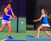 Chamblee's Madison Trinh (left) and Madeline Meer teamed up to clinch Chamblee's third consecutive state title with a win a No. 1 doubles. (Photos by Mark Brock)