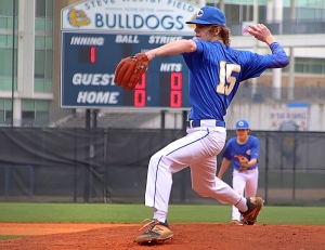 Chamblee's Taylor Flowers came very close to a complete game no-hitter in his 6-0 shutout of the Miller Grove Wolverines in Region 5-5A  play on Tuesday at Chamblee. (Photo by Mark Brock)