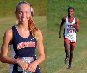 Dunwoody's Claire Shelton (left) had the fastest girls' time of the meet on Tuesday and Tucker's Yordanos Ephram (right) had the fastest boys' time. (Photos by Mark Brock)