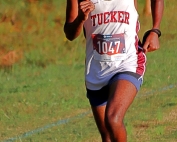 Tucker's Yordanos Ephram claimed the boys' individual title at the 2020 DCSD County Cross Country Championships. (Photo by Mark Brock)