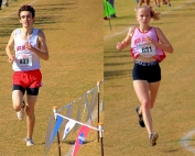 Junior Sage Walker (left) and Junior Sophie Shepherd led the Druid Hills' cross country teams to Top 10 finishes in the Class 4A Boys' and Girls' State Cross Country Meets. (Photo by Mark Brock)