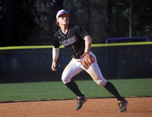 Lakeside's Malachi Cloud tracks a fly ball in baseball action earlier this season. Cloud and his Vikings teammates face off with Lee County on Thursday in the first round of the Class 6A state playoffs. (Photo by Mark Brock)