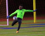 Tucker goalie Andrea Abwe and the Tigers face off with No. 1 ranked Dalton next Wednesday in the Class 6A boys' state soccer playoffs. (Photo by Mark Brock)