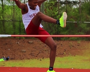 Towers Daeshaun Logan won the high jump gold at the Region 6-2A Track and Field Championships. (Photo by Mark Brock)