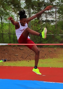 Towers Daeshaun Logan won the high jump gold at the Region 6-2A Track and Field Championships. (Photo by Mark Brock)