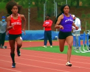 Druid Hills Sanaa Frederick and Miller Grove's Angelica Frederick finished 1-2 in the Region 6-4A 100 and 200 dashes. (Photo by Mark Brock)