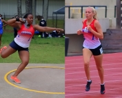 Dunwoody's Janae Profit and Claire Shelton both won a pair of gold medals at the Region 7-7A Track Championships. (Photos by Mark Brock)