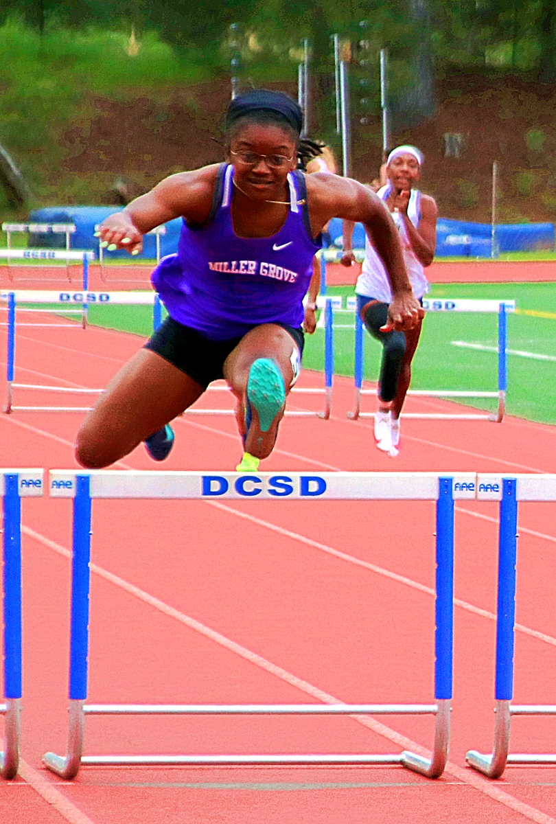 Miller Grove's Faith Hill won the Class 4A 300-meter hurdles gold medal as the Lady Wolverines finished sixth overall. (Photo by Mark Brock)