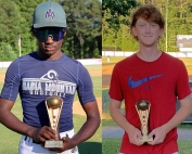 (l-r) Arabia Mountain's Deven Tallington (East) and Dunwoody's Zach Heavern (West) were named their respective teams' MVPs.