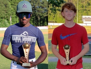 (l-r) Arabia Mountain's Deven Tallington (East) and Dunwoody's Zach Heavern (West) were named their respective teams' MVPs. 