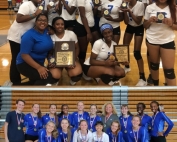 The 2019 Columbia Lady Eagles (top) and Chamblee (bottom) took home bracket titles in the 2019 DCSD Spikefest.