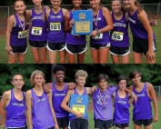 The Lakeside Lady Vikings (top photo) and Vikings both pulled out one-point wins to capture the 2021 DCSD JV Cross Country County Championships. (Photos by Mark Brock)