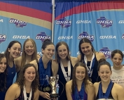 The Chamblee lady Bulldogs finished as the Class 4A-5A State Swim runners-up last weekend. They brought home 10 medals from the competition along with the second place team trophy. (Courtesy Photo)