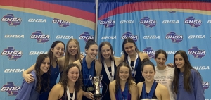 The Chamblee lady Bulldogs finished as the Class 4A-5A State Swim runners-up last weekend. They brought home 10 medals from the competition along with the second place team trophy. (Courtesy Photo)