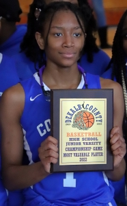 Columbia's Kerserlin Anderson was named the MVP of the JV Girls' Championship game. (Photo by Mark Brock)