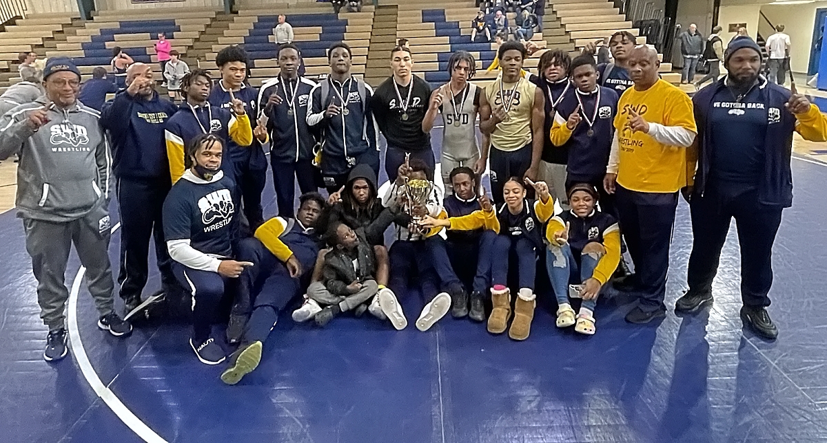 The Southwest DeKalb Panthers captured the Area 5-5A title in action last weekend. They are sending 12 wrestlers out of the 103 from DeKalb headed to the GHSA State Traditional Wrestling Sectional Tournaments this weekend. (Courtesy Photo)