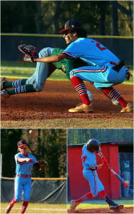 The Akins triplets playing against Arabia Mountain recently (from top clockwise) Nick Akins, Cody Akins and Dylan Akins. (Photos by Mark Brock)
