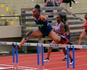 Arabia Mountain's Ava Amey fueled a furious Lady Rams rally that came up just short behind Miller Grove for the JV Girls' Championship title. Amey won the 100M hurdles. (Photo by Mark Brock)