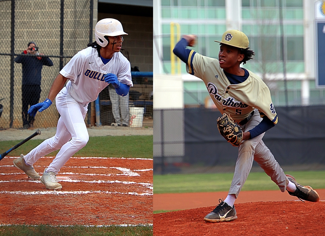Chamblee's Sydyk Ross (left) had a double and scored a run for the Bulldogs in the 3-2 loss. Jahryl Williams struck out 11 batters in six innings to get the win for Southwest DeKalb. (Photos by Mark Brock)