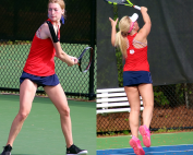 Dunwoody's Ella Thomas (left) and Celia Carter (right) played roles in Dunwoody's 3-0 Class 7A first-round victory over Cherokee. (Photos by Mark Brock)