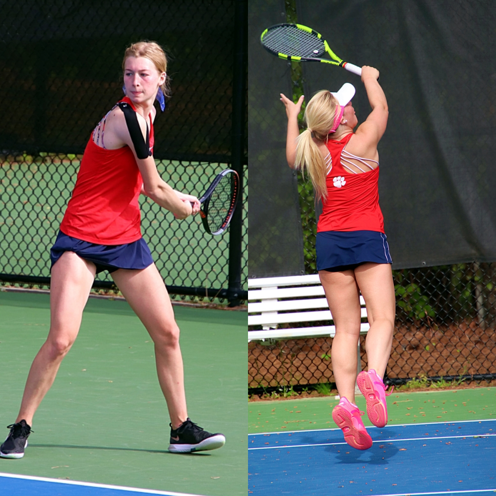Dunwoody's Ella Thomas (left) and Celia Carter (right) played roles in Dunwoody's 3-0 Class 7A first-round victory over Cherokee. (Photos by Mark Brock)