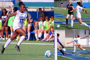 Chamblee's Sophomore Trinity (clockwise from left) Kara Croone (17), Ansley Harrison (3) and Solai Washington (29) accounted for all eight Chamblee goals in the 8-1 Class 5A state championship victory. (Photos by Mark Brock)