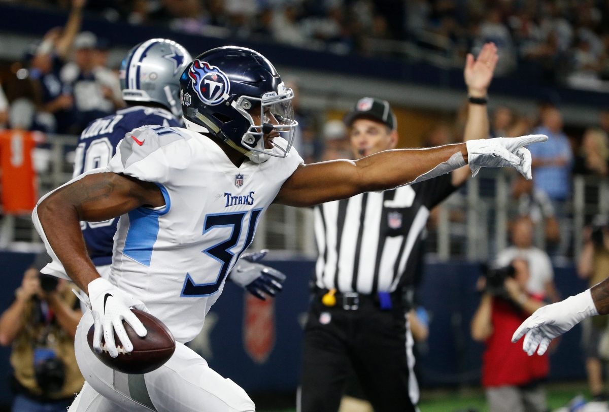 Former M.L. King Jr. Lion All-State performer Kevin Byard on an interception return for a touchdown against the Dallas Cowboys. (Photo courtesy of the Tennessee Titans)