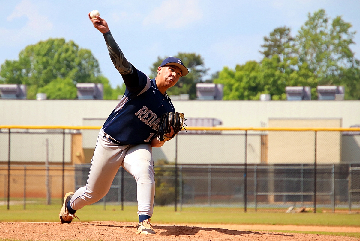 Redan pitcher Deniel Ortiz allowed just one run and four hits in a complete game 6-1 win over Pierce County to send Raiders to the Class 3A State Championship series. (Photo by Mark Brock)