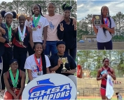 The Towers Lady Titans won three gold medals, three silver medals and one bronze medal on the way to a third place finish at the Class 2A State Track and Field Championships held in Columbus. Photos (l-r) State Top 3 team, Catherine Forbes (two gold medals) and Serenity Harry (one gold medal).