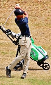 A good back nine during the 2022 DCSD Golf Championships helped Southwest DeKalb's Ethan Quitman to a sixth place finish. He knocked 20 strokes off his score from 2021. (Photo by Mark Brock)