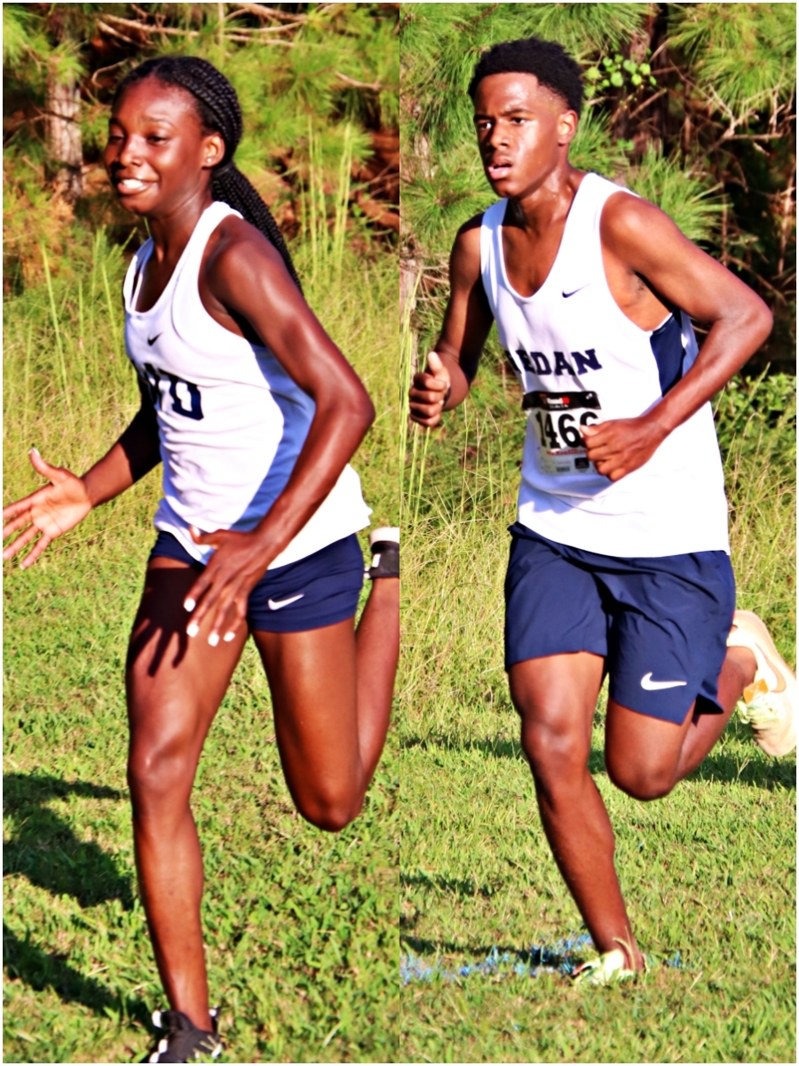 Southwest DeKalb's Shamyah Wright (left) and Redan's So Wah (right) won the individual titles during Week 4 cross country competition at Arabia Mountain. (Photos by Mark Brock)