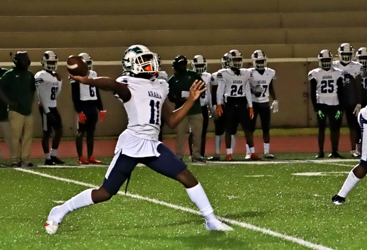 Arabia Mountain quarterback Julian shanks threw for two touchdowns and ran for another to lead the Rams to a big playoff sealing 27-0 win over the Martin Luther King Jr. Lions on Friday night at Godfrey Stadium. (File photo by Mark Brock)