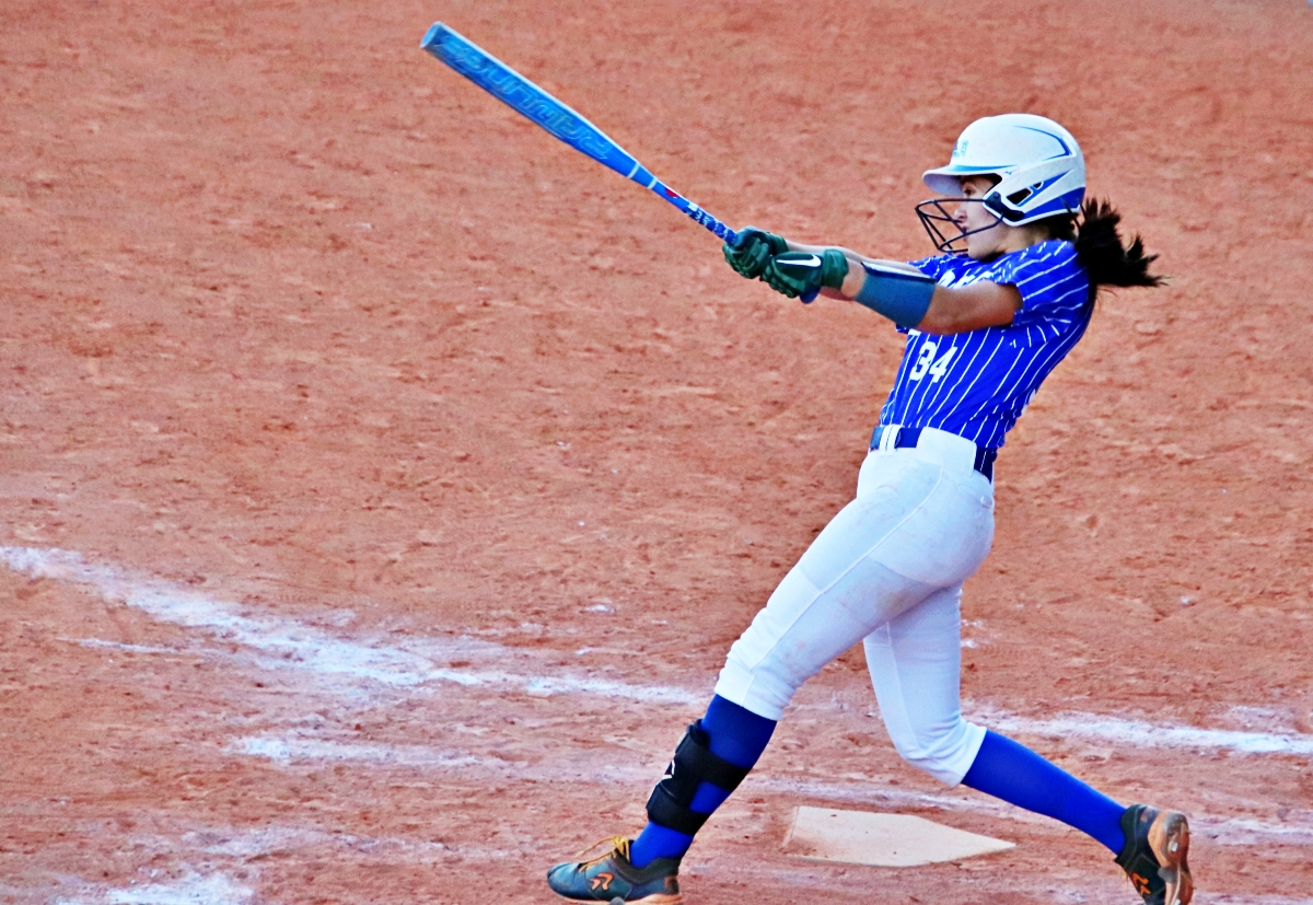 Chamblee's Kate Sarago had a clutch single to drive in the Bulldog's second run in a 5-2 loss to Loganville in the first round of the Class 5A state tournament in Columbus. (Photo by Mark Brock)