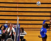 Chamblee's Naa Adua Annan goes for a kill in first round play of the state volleyball playoffs. Annan had a solid final match in Chamblee's Sweet 16 loss to Statesboro. (Photo by Mark Brock)
