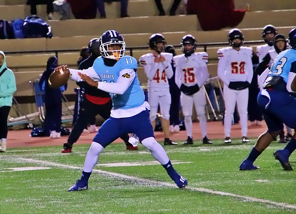 Cedar Grove quarterback EJ Colson became DeKalb's 45th passer to go over 3,000 yards in a career with his 240 yards passing against Hebron Chrisitian. The freshman is 44th overall in DeKalb history. (Photo by Mark Brock)
