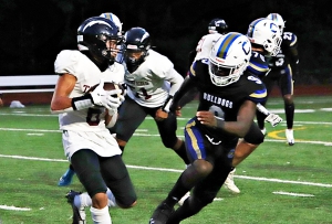 Chamblee's Quay Wright (9) creates havoc in opponents' backfields and hopes to continue that trend against No. 1 ranked Ware County in the second round of the Class 5A state playoffs on Friday. (Photo by Mark Brock)